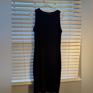 Black Ribbed Bodycon Dress ( m )